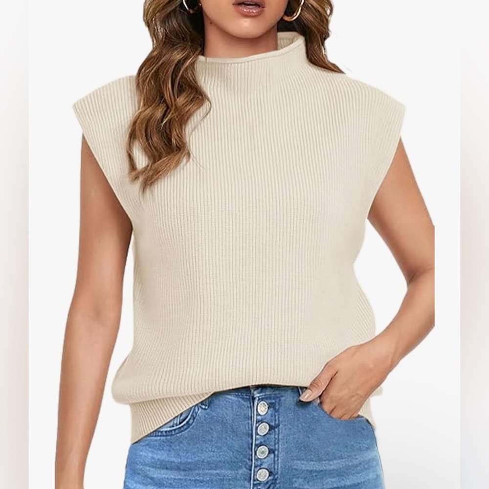 Himosyber Women's Solid Sleeveless Vest Elegant High Neck Stretchable Cap Sleeve